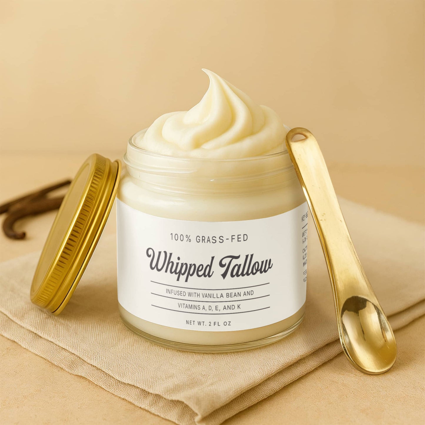 Whipped Grass-Fed Tallow Balm with Vanilla Bean
